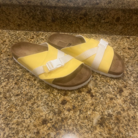 Birkenstock Papillo Carrie Yellow Birko Flor Fold over Sandals 38 US 7-7.5 - Picture 4 of 8